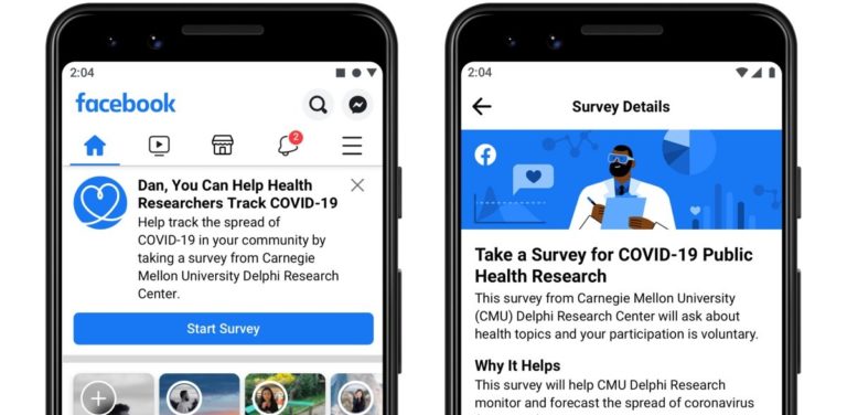 Facebook และคาร์เนกีเมลลอนเปิดตัวแบบสำรวจเพื่อติดตามไวรัส COVID-19
