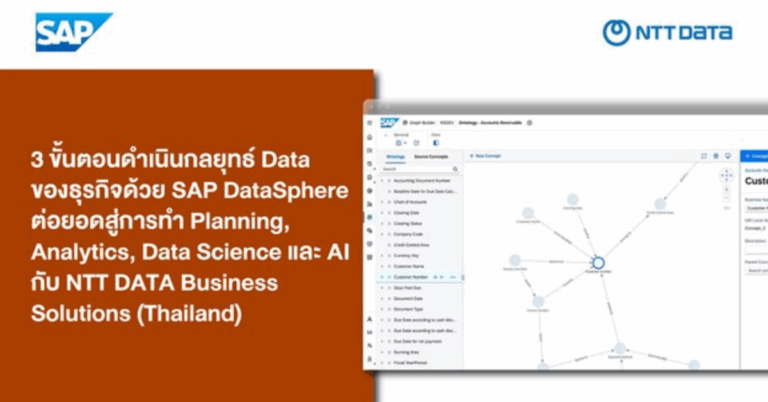 3 ขั้นตอนดำเนินกลยุทธ์ Data ของธุรกิจด้วย SAP Datasphere ต่อยอดสู่การทำ Planning, Analytics, Data Science และ AI อย่างครบวงจร กับ NTT DATA Business Solutions Thailand